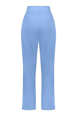 PANTALON TAILLE HAUTE FLUIDE EN VISCOSE BLEUE CIEL