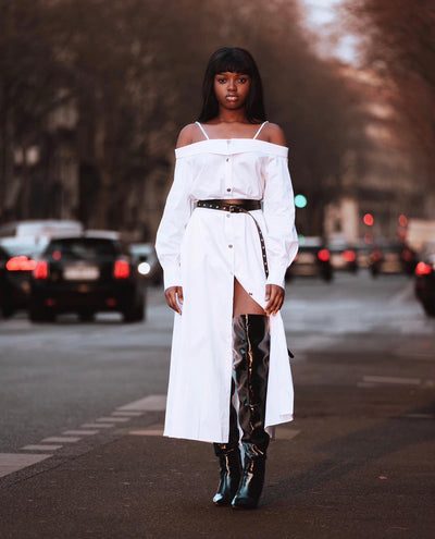 Robe en Popeline col bateau