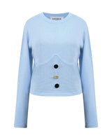 Top court en maille bleu ciel