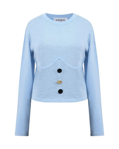 Top court en maille bleu ciel