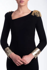 Robe fourreau noire et dorée