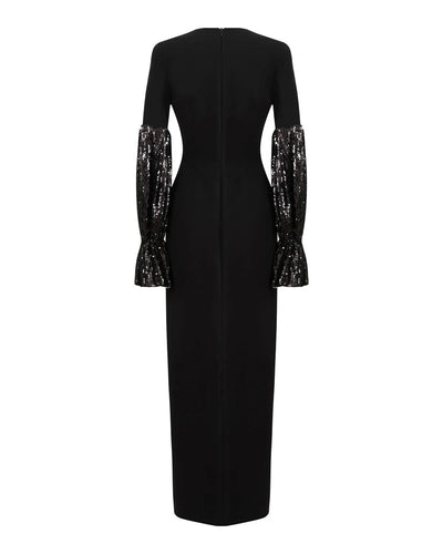 Robe longue Manches sequins