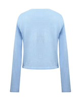 Top court en maille bleu ciel