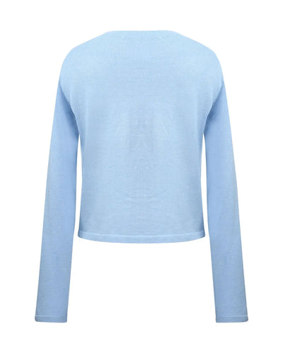 Top court en maille bleu ciel