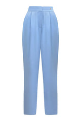 PANTALON TAILLE HAUTE FLUIDE EN VISCOSE BLEUE CIEL