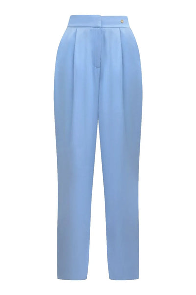 PANTALON TAILLE HAUTE FLUIDE EN VISCOSE BLEUE CIEL