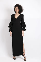 Robe longue Manches sequins